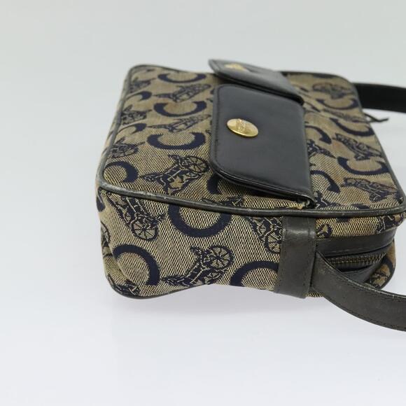 CELINE C Sulky Shoulder Bag Canvas Navy Gold - Picture 5 of 12